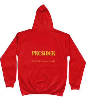 'On Top Of My Game' Special Edition Gold Glitter Pattern Hoodie (Fire Red)