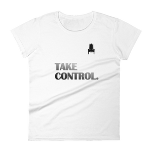'Take Control' Women's Fitted T-shirt (White)